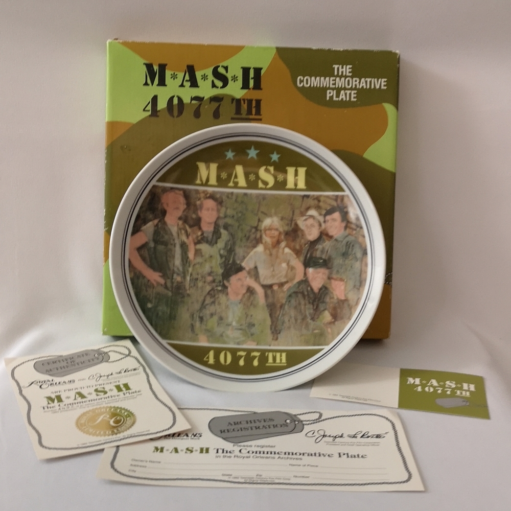 Vintage 1982 MASH Limited Commemorative Plate, Original Box & Certificate, Mint
